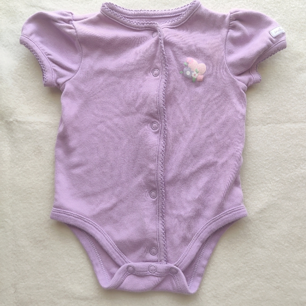 Vintage Bodysuit Purple Size 3-6 Months Floral Snap Closures